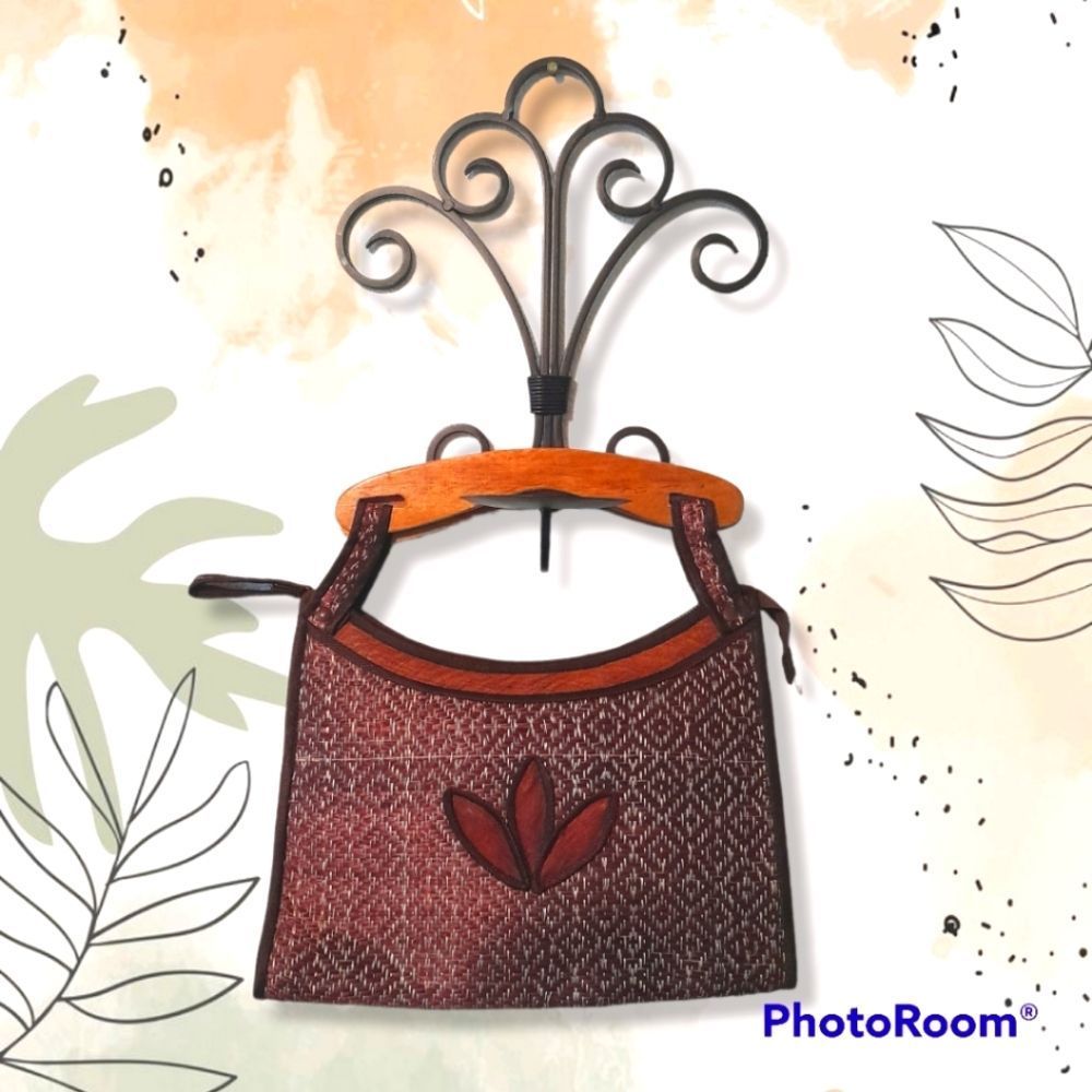 Vintage Handmade Wooden Handle Purse